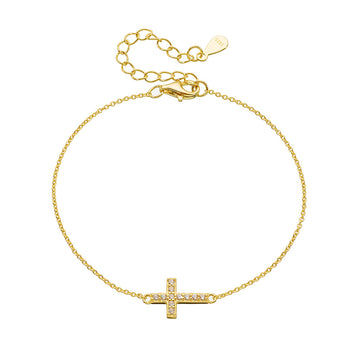[Love Lucky]S925 silver diamond cross bracelet