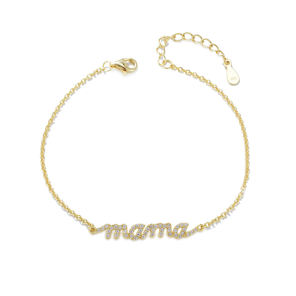 [Love Lucky]S925 sterling silver zircon letter mama bracelet