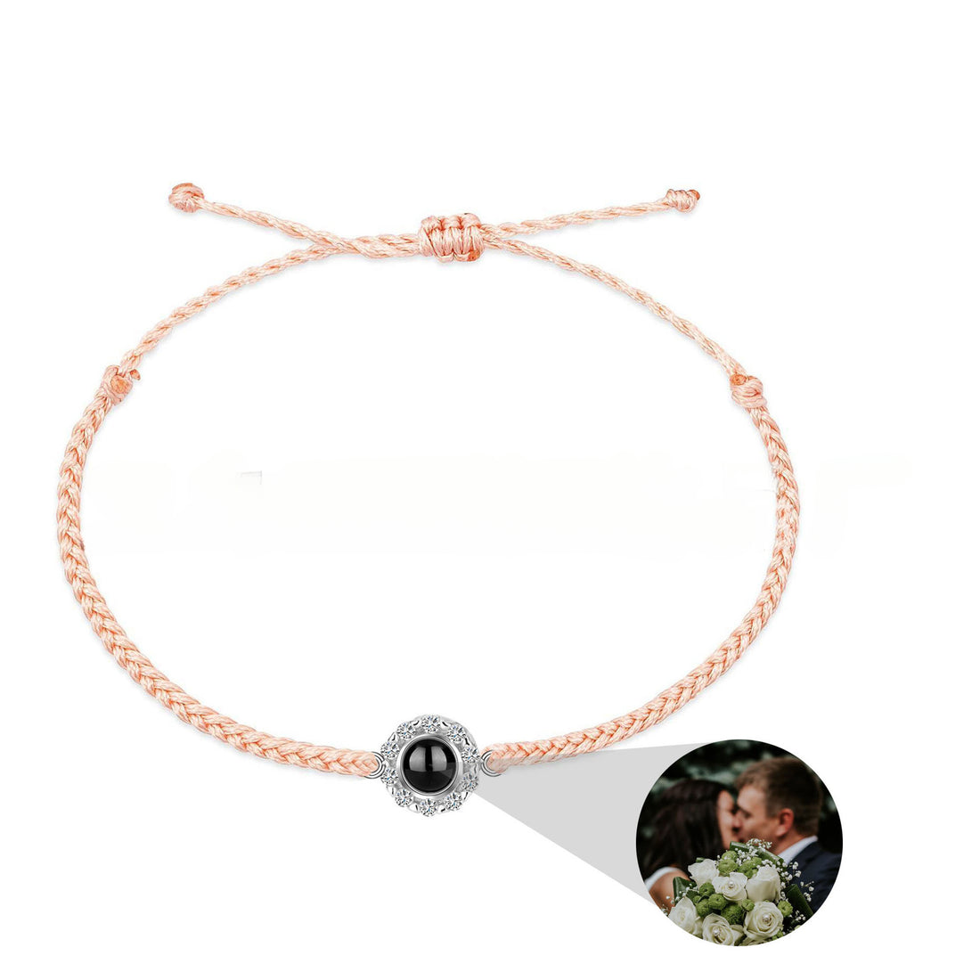 Personalized Diamond round Photo Bracelet