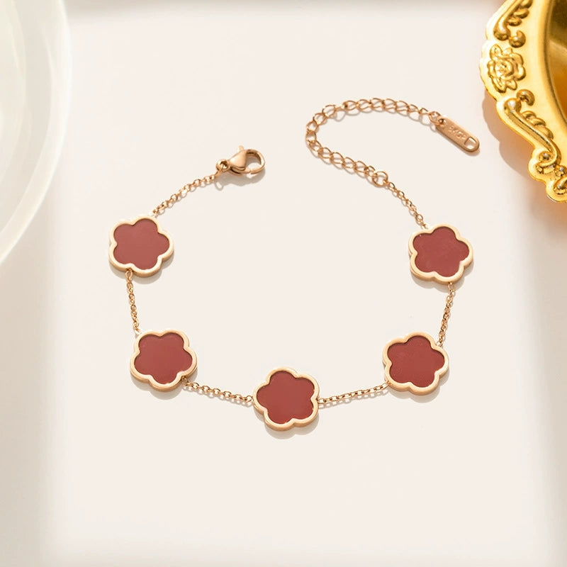 [Love Lucky]Lucky Five Flower Red Bracelet