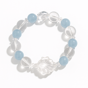 [Love Lucky]Aquamarine and White Crystal Nine-Tailed Fox Bracelet