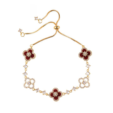 [Love Lucky]Lucky Red Four-Leaf Clover Bracelet