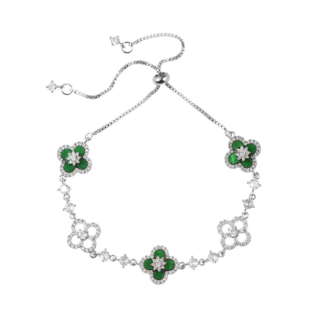 [Love Lucky]Lucky Green Four-Leaf Clover Bracelet