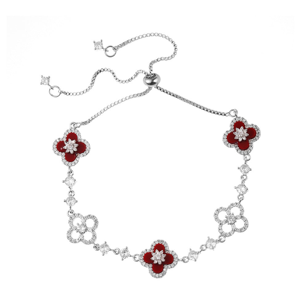 [Love Lucky]Lucky Red Four-Leaf Clover Bracelet