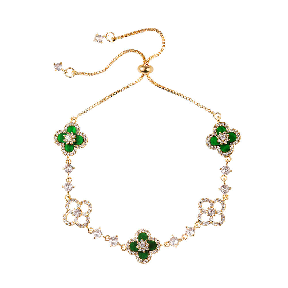 [Love Lucky]Lucky Green Four-Leaf Clover Bracelet