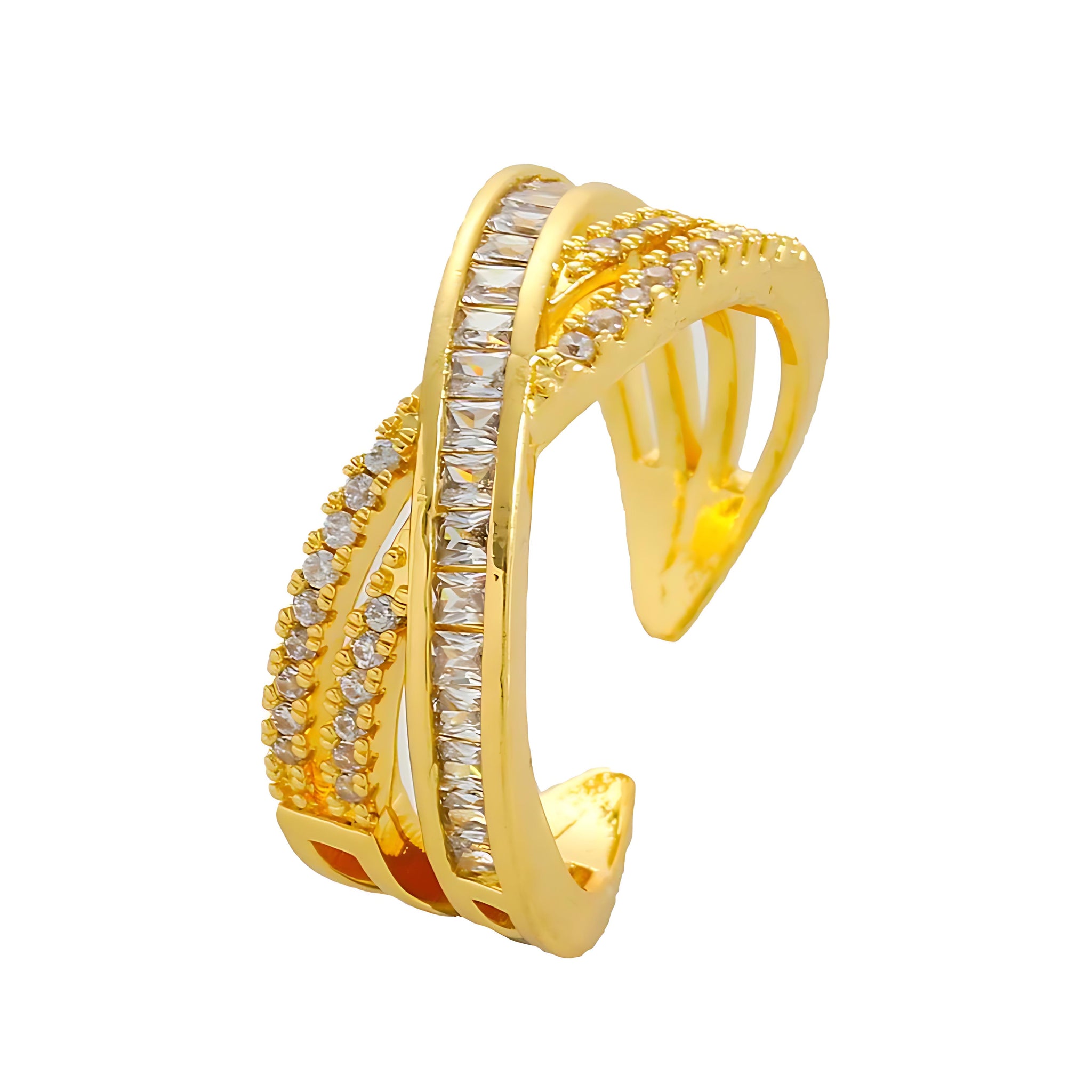 [Love Lucky]Double diamond open ring