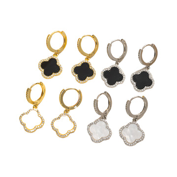 [Love Lucky]Four-leaf clover diamond earrings