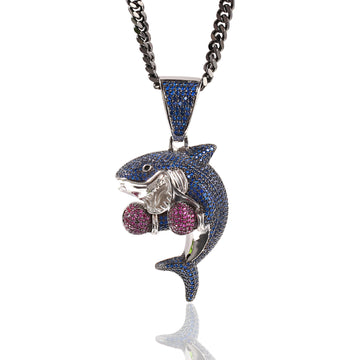 [Love Lucky]Boxing Shark Zircon Pendant Necklace
