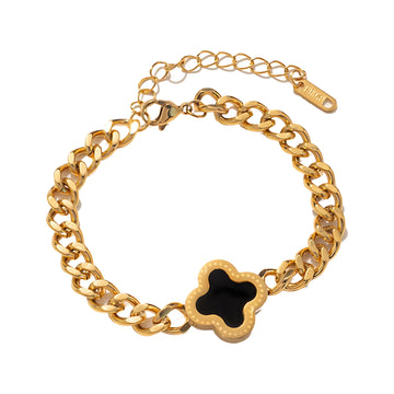 [Love Lucky]Four-leaf clover shell bracelet
