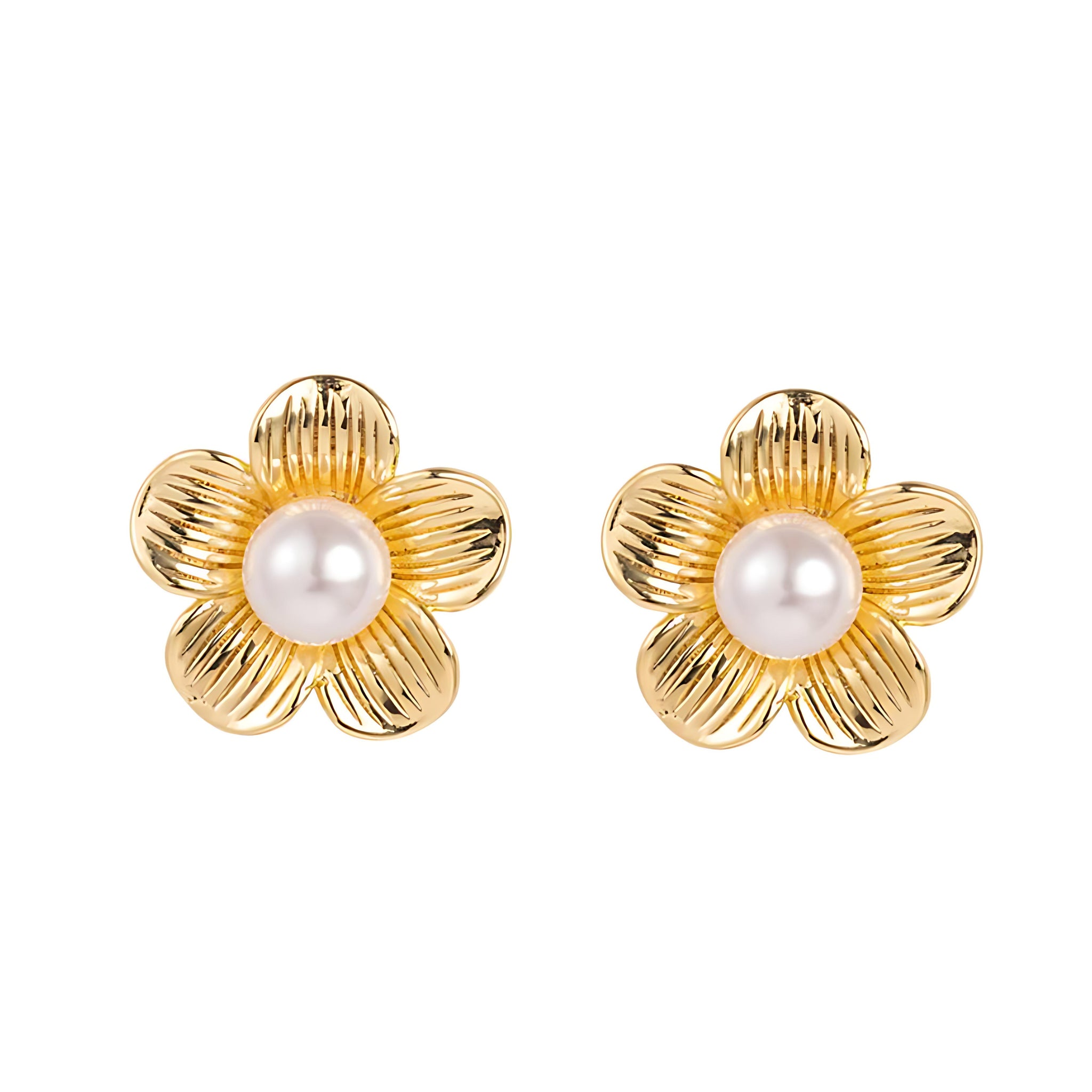 [Love Lucky]Vintage Pearl Flower Stud Earrings