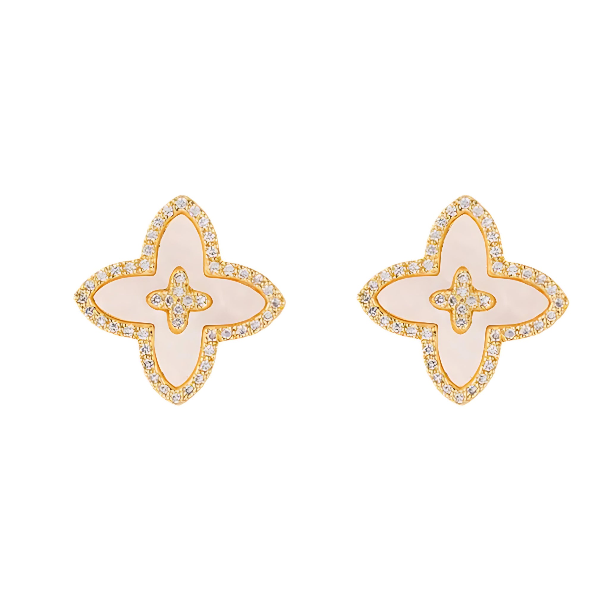 [Love Lucky]Delicate four-leaf clover stud earrings