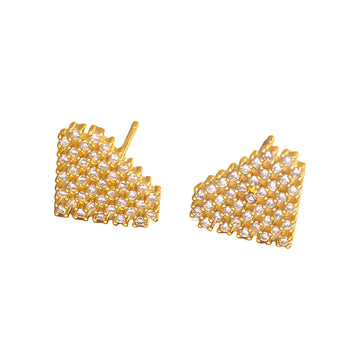 [Love Lucky]Light luxury full diamond love stud earrings
