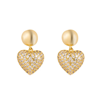 [Love Lucky]Full Diamond Love Bead Earrings