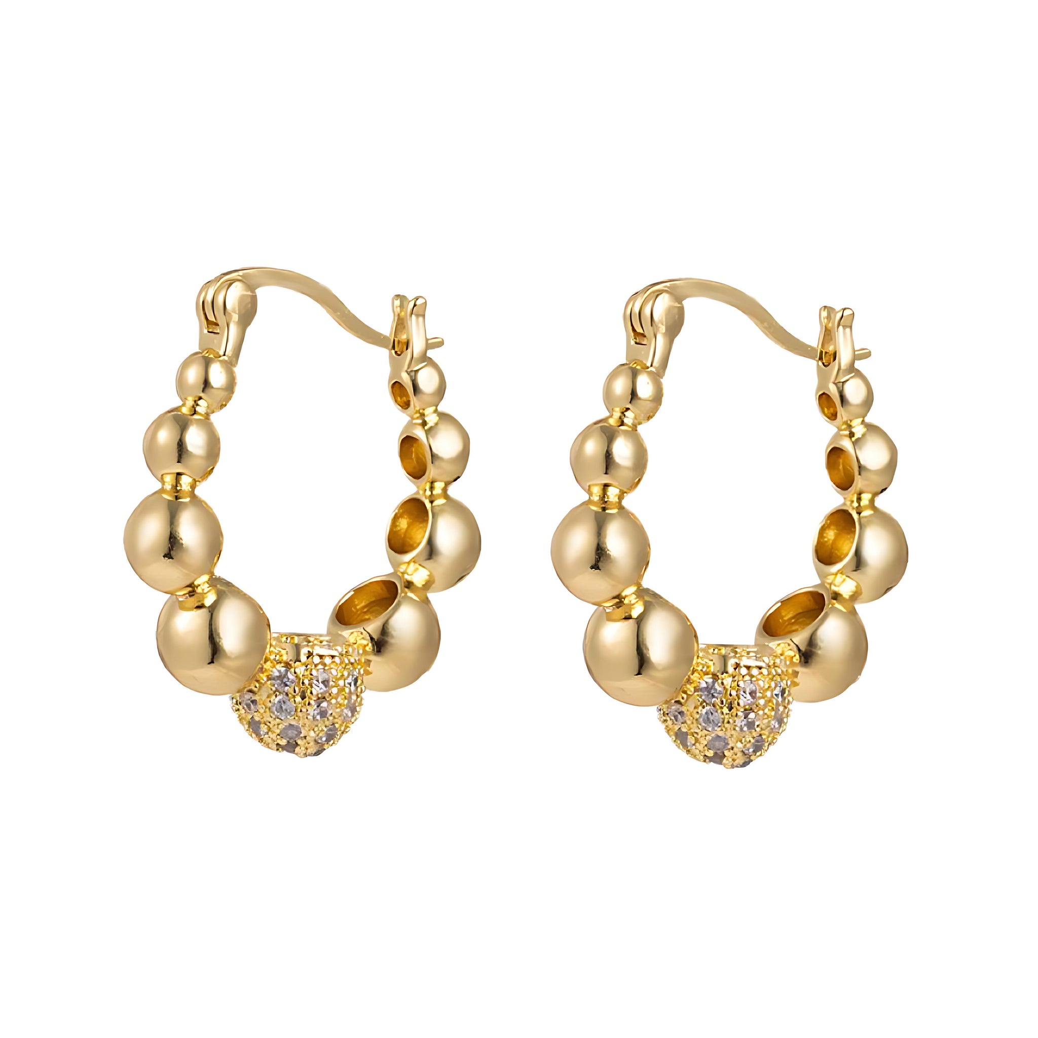 [Love Lucky]Light luxury round bead diamond earrings