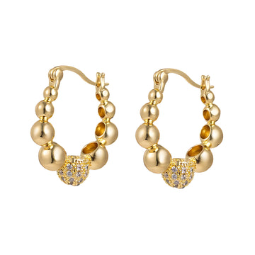 [Love Lucky]Light luxury round bead diamond earrings
