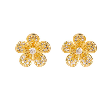 [Love Lucky]Flower diamond stud earrings