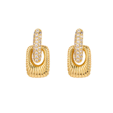 [Love Lucky]Diamond square stud earrings
