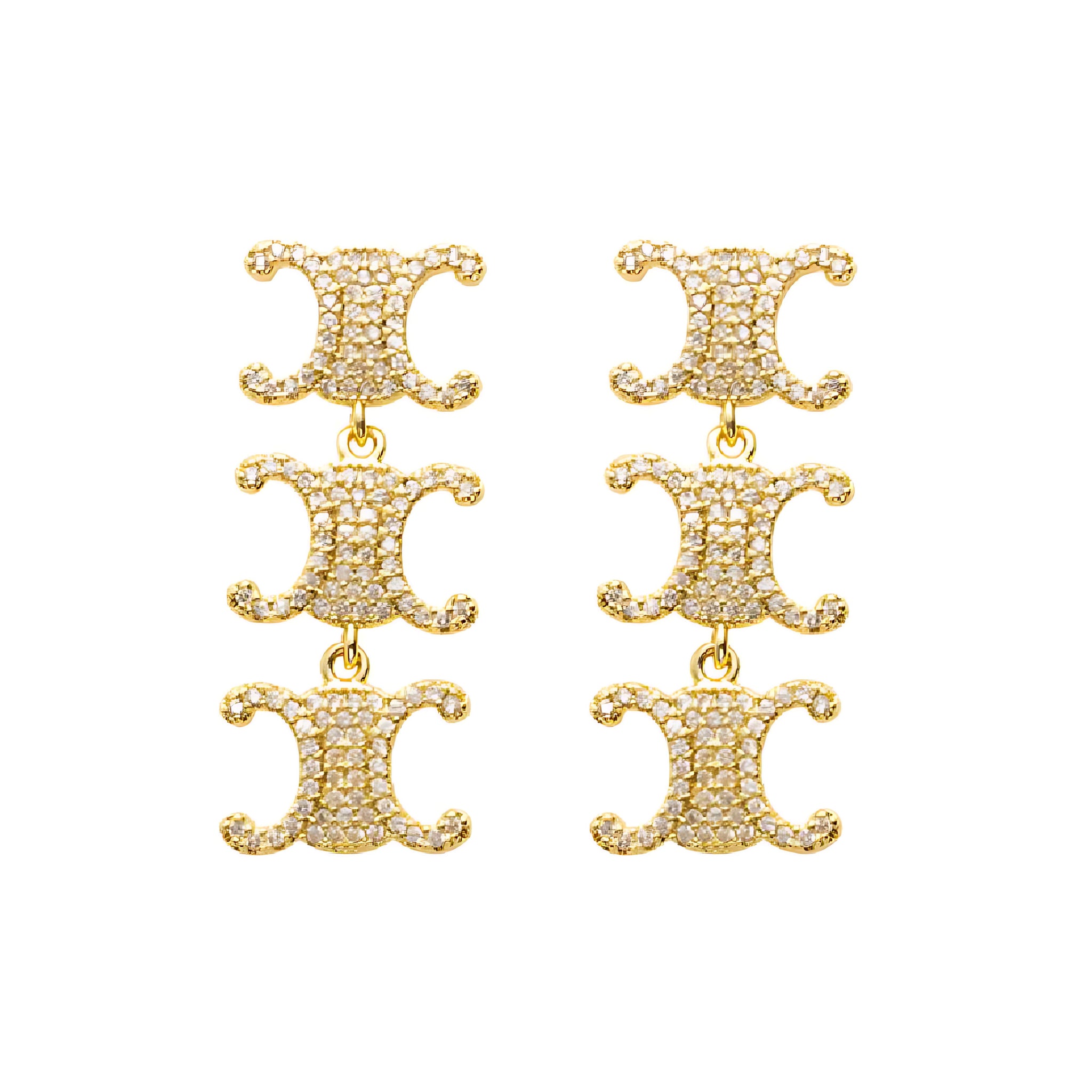 [Love Lucky]Diamond Arc de Triomphe stud earrings