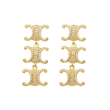 [Love Lucky]Diamond Arc de Triomphe stud earrings