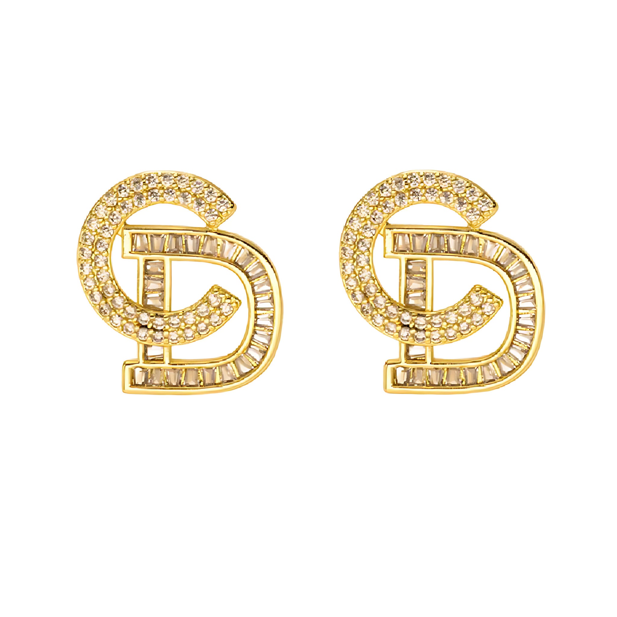 [Love Lucky]Diamond letter stud earrings
