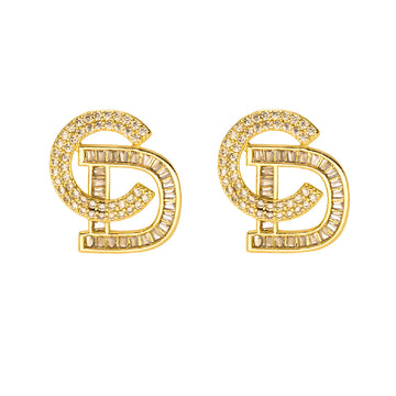 [Love Lucky]Diamond letter stud earrings