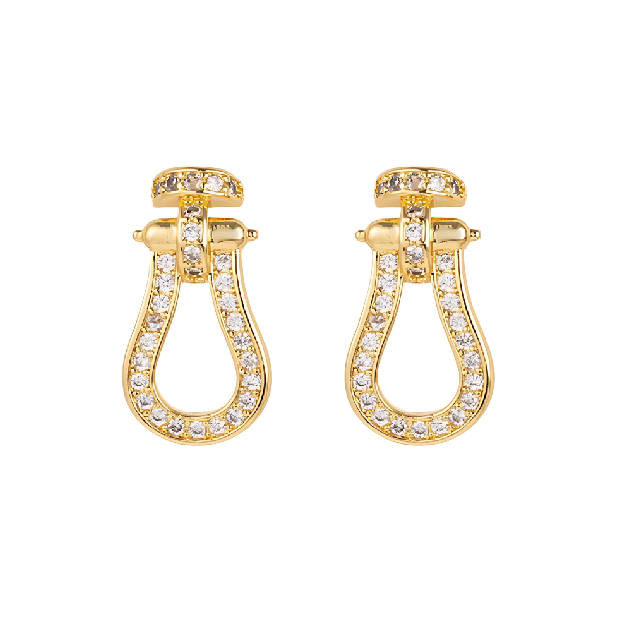 [Love Lucky]Arc de Triomphe full diamond stud earringsHorseshoe buckle diamond stud earrings