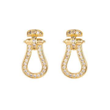 [Love Lucky]Arc de Triomphe full diamond stud earringsHorseshoe buckle diamond stud earrings
