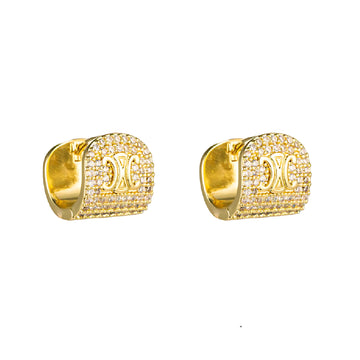 [Love Lucky]Arc de Triomphe full diamond stud earrings