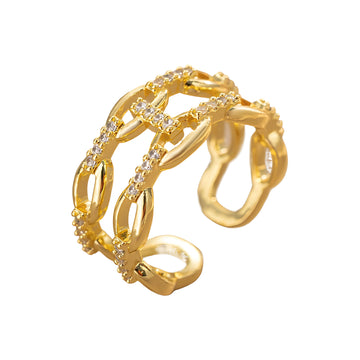 [Love Lucky]Double chain open ring