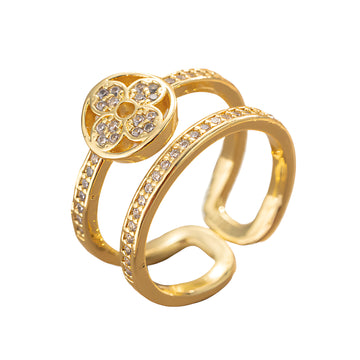 [Love Lucky]Four-leaf clover double ring