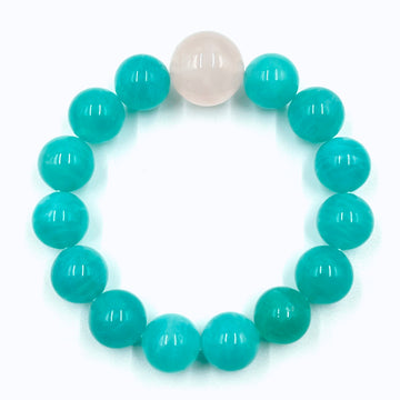 [Love Lucky] Natural Amazonite and Rose Quartz Bracelet