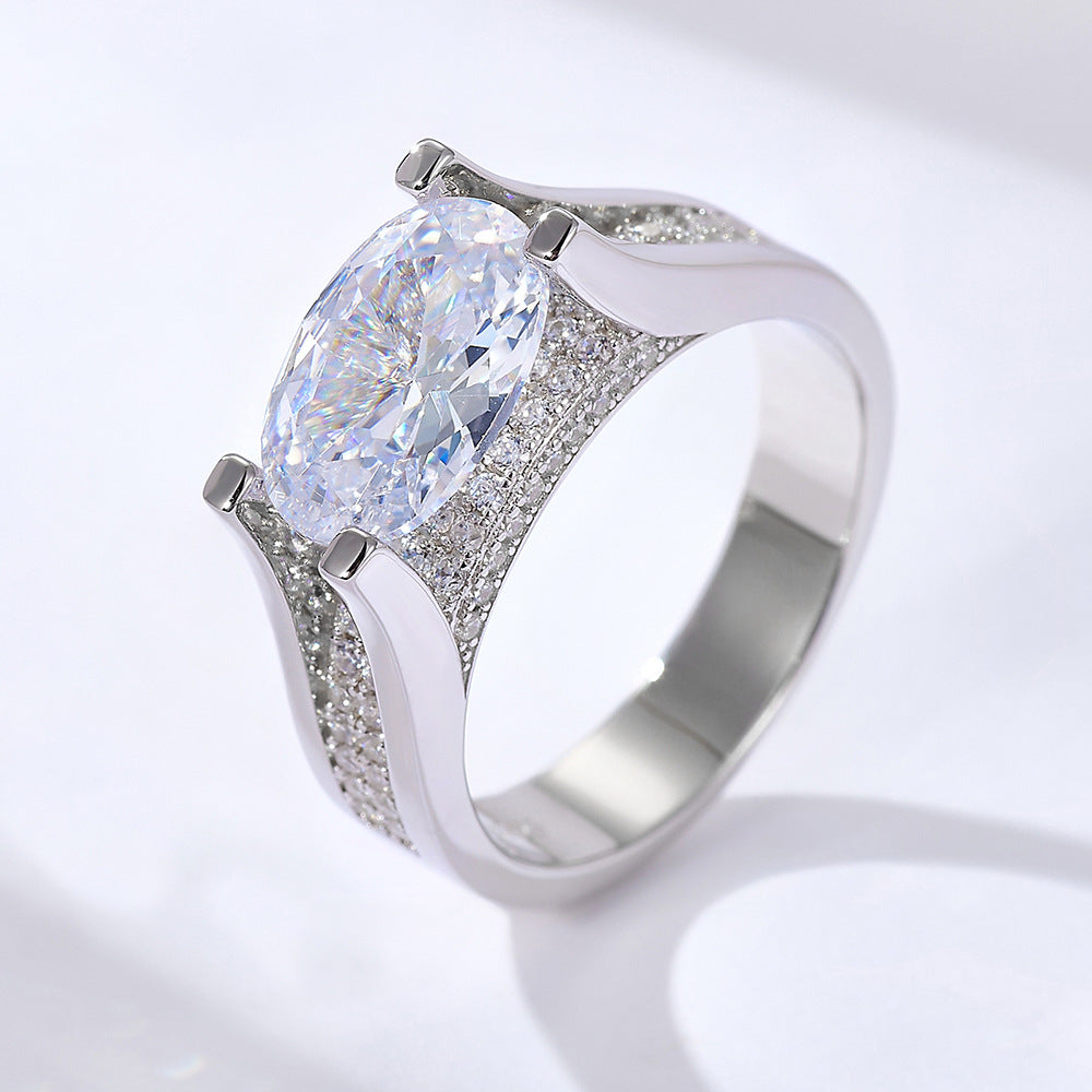 [Love Lucky]Light luxury oval full diamond ring