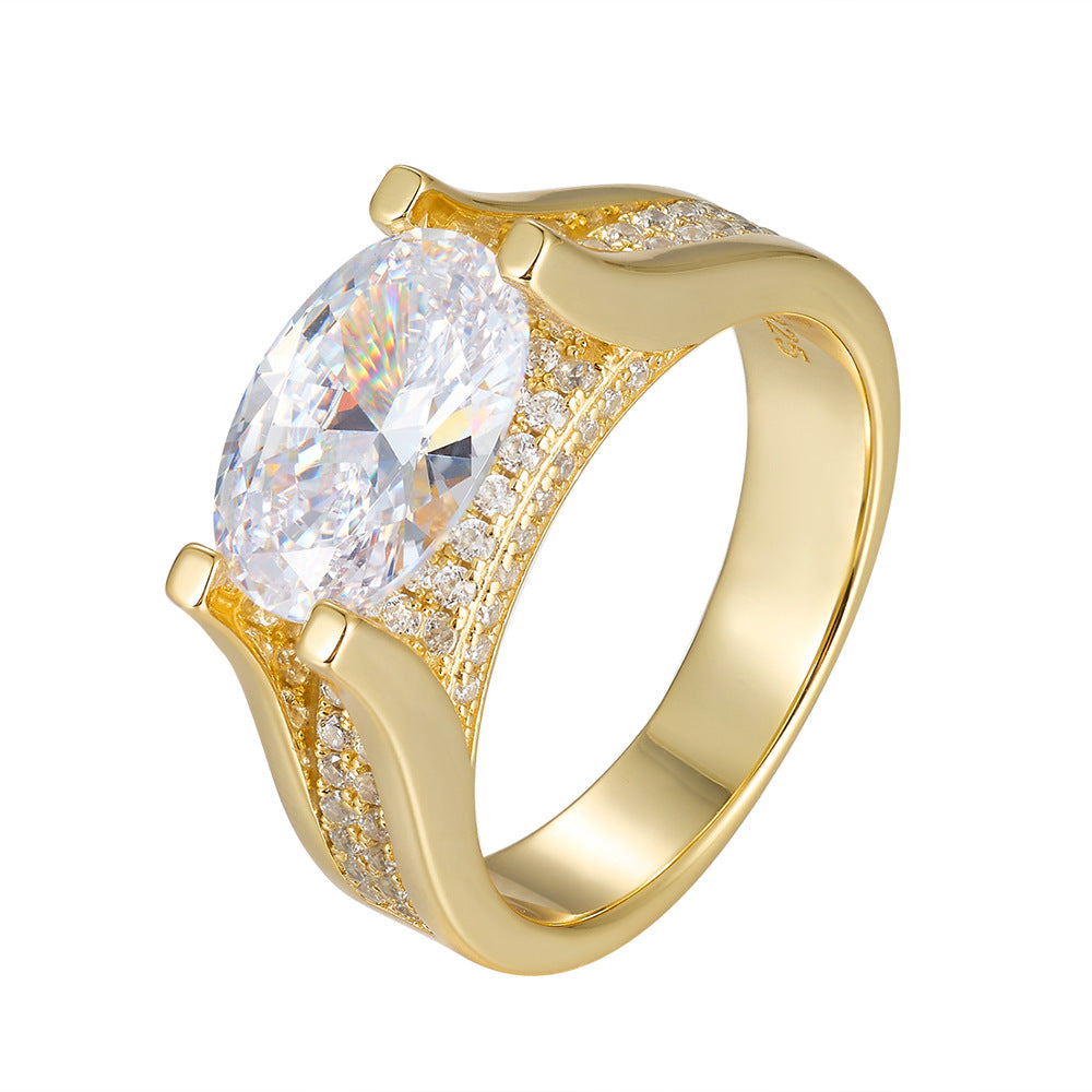 [Love Lucky]Light luxury oval full diamond ring
