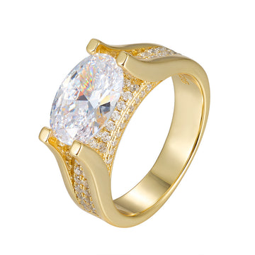 [Love Lucky]Light luxury oval full diamond ring