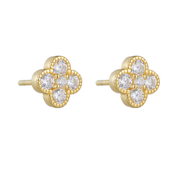 [Love Lucky]S925 silver four-leaf clover zircon earrings