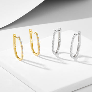[Love Lucky]S925 silver U-shaped diamond earrings