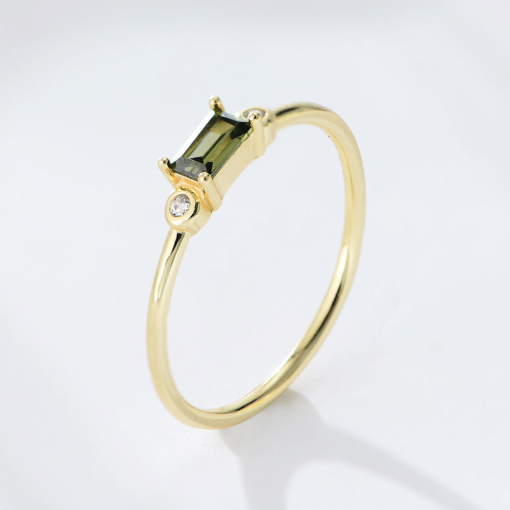 [Love Lucky]Light luxury rectangular diamond ring