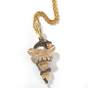 [Love Lucky]Black Mamba Viper Cross Pendant Necklace