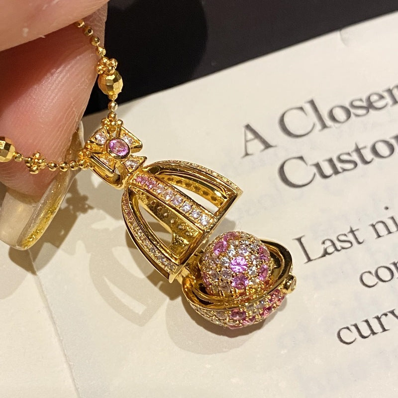 [Love Lucky]Vintage peach powder small easter egg necklace