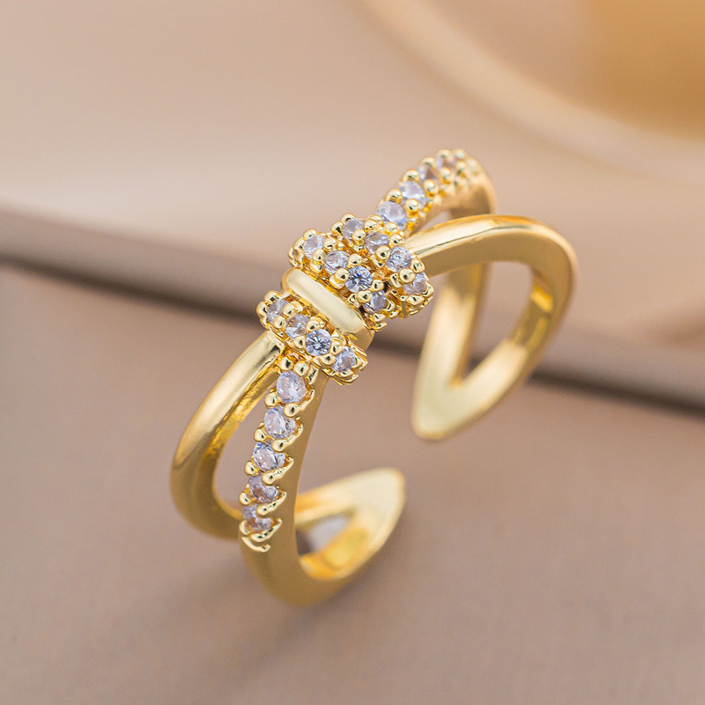 [Love Lucky]Double Diamond Cross Ring