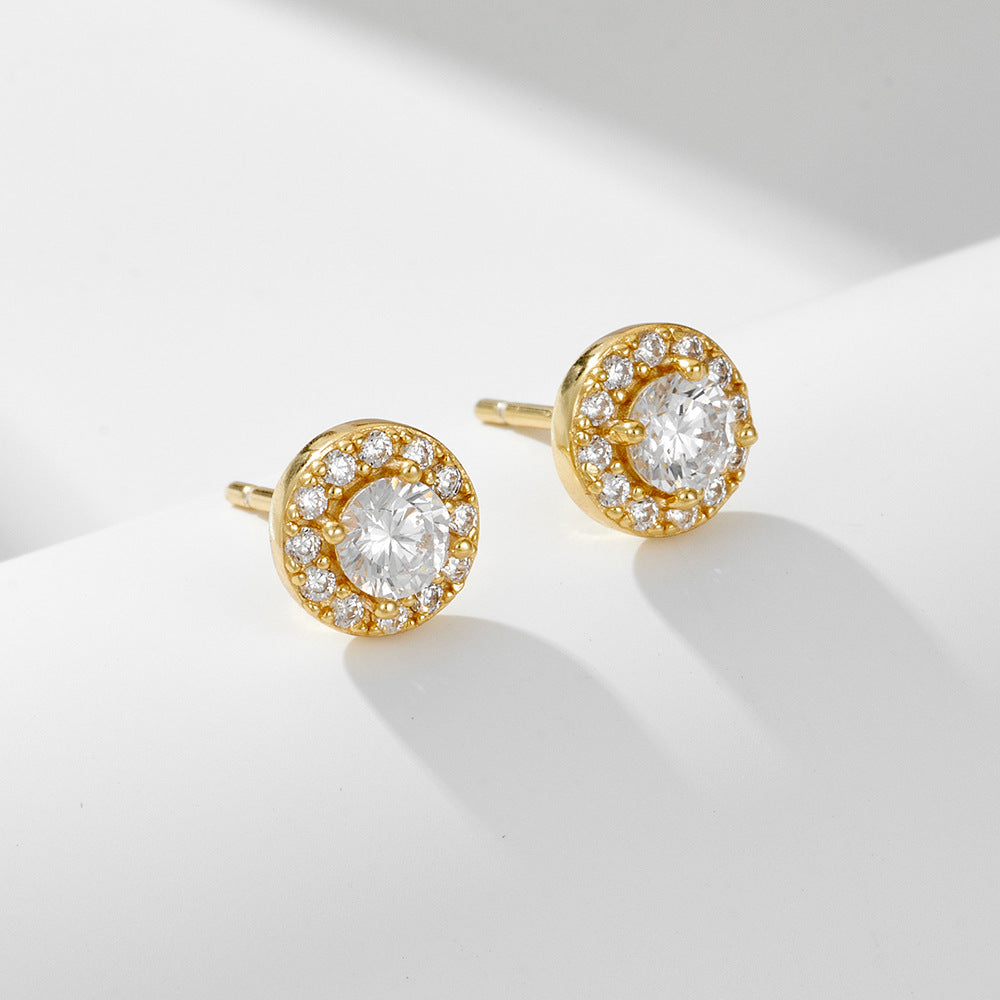 [Love Lucky]S925 Silver Round Diamond Zircon Earrings