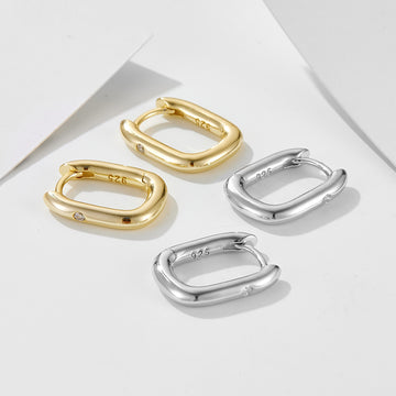 [Love Lucky]S925 Retro Oval U-Shaped Earrings