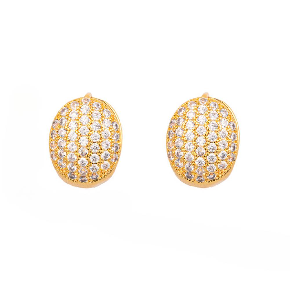 [Love Lucky]Oval full diamond stud earrings