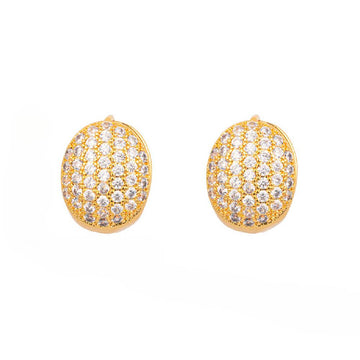 [Love Lucky]Oval full diamond stud earrings