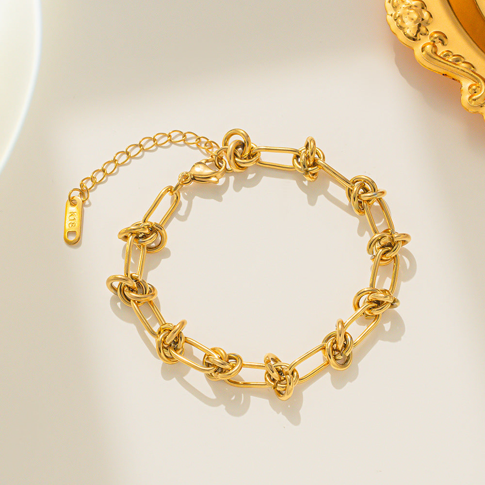 [Love Lucky]Retro style gold kinked chain bracelet