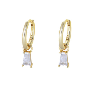 [Love Lucky]S925 Silver Geometric Square Zircon Earrings