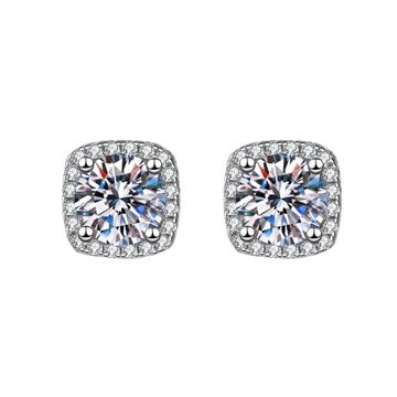 [Love Lucky]Square White Zirconia Earrings