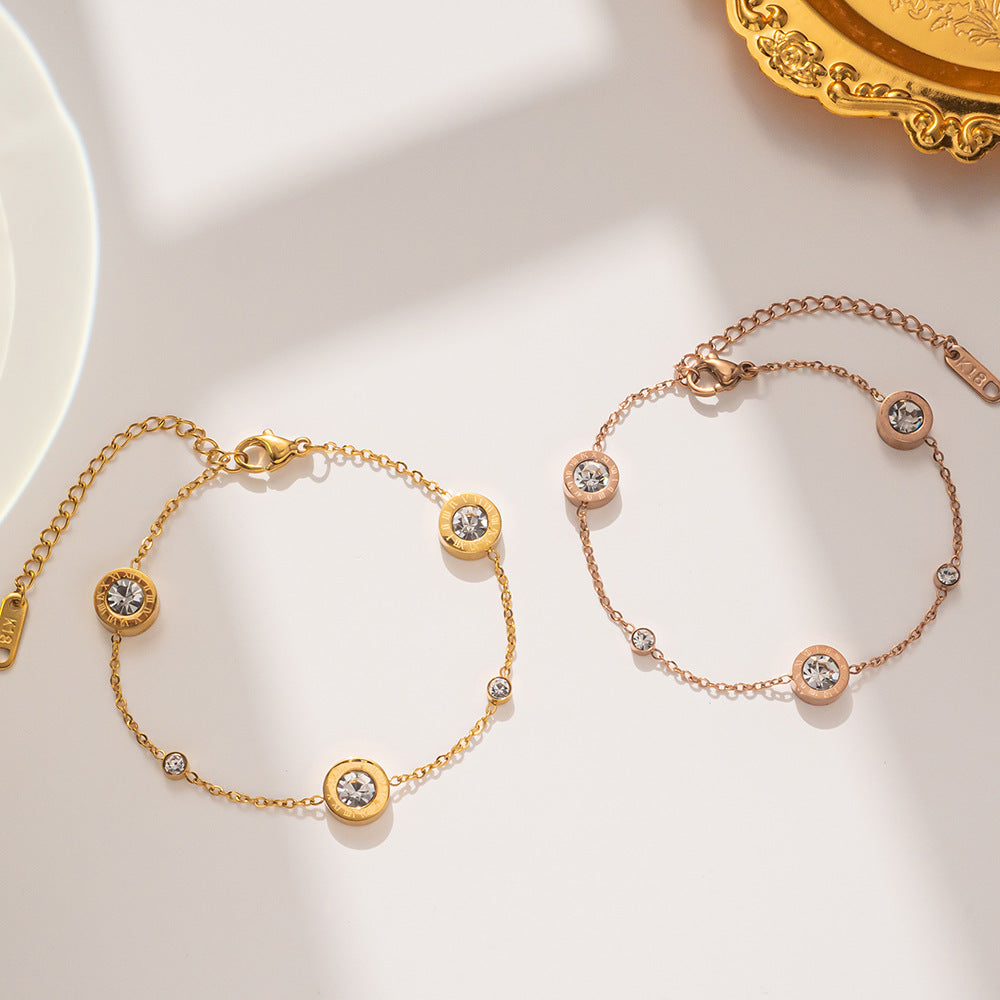 [Love Lucky]Roman Design Zircon Bracelet