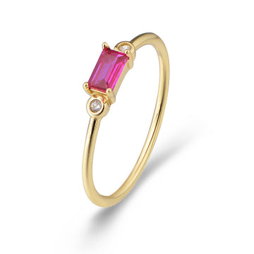 [Love Lucky]Light luxury rectangular diamond ring