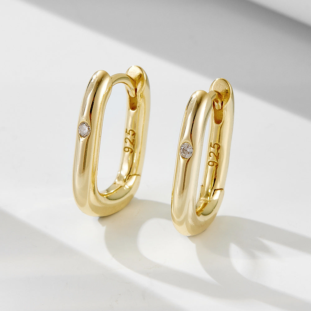[Love Lucky]S925 Retro Oval U-Shaped Earrings